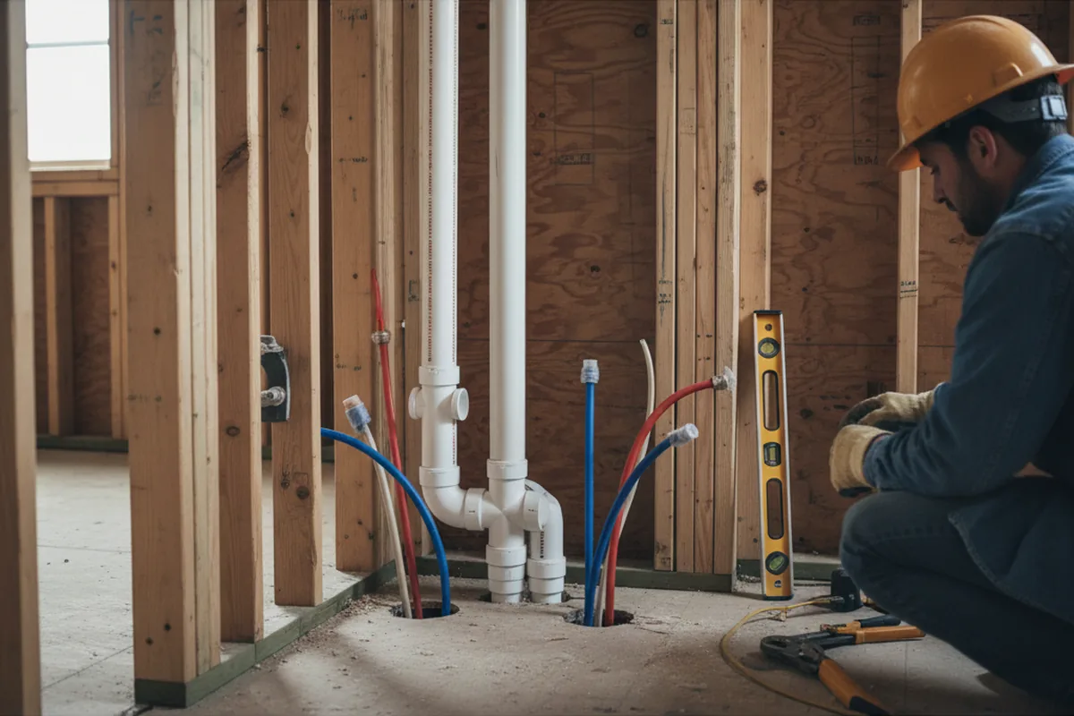 Drain and supply rough-in during Leak Detection in Hardwick